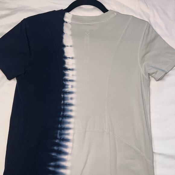 Lululemon La Relaxed Maxi Dress Size 4 Blue Gray Tie Dye Short Sleeve Long Comfy - Picture 9 of 12